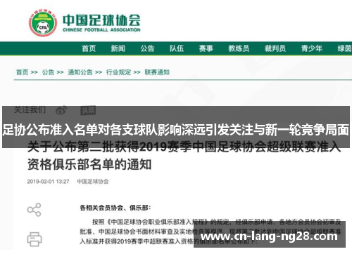 足协公布准入名单对各支球队影响深远引发关注与新一轮竞争局面